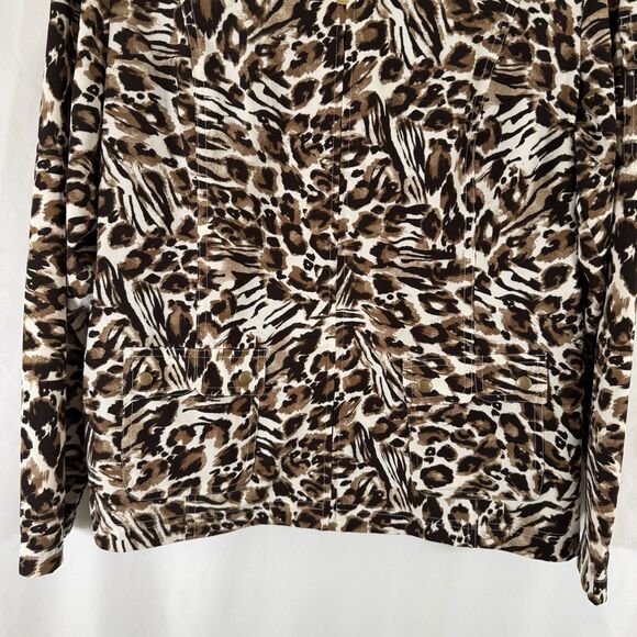 Zenergy Chico's Jacket Women's Large Cheetah Print Full Zip Snap Pockets - Picture 3 of 13